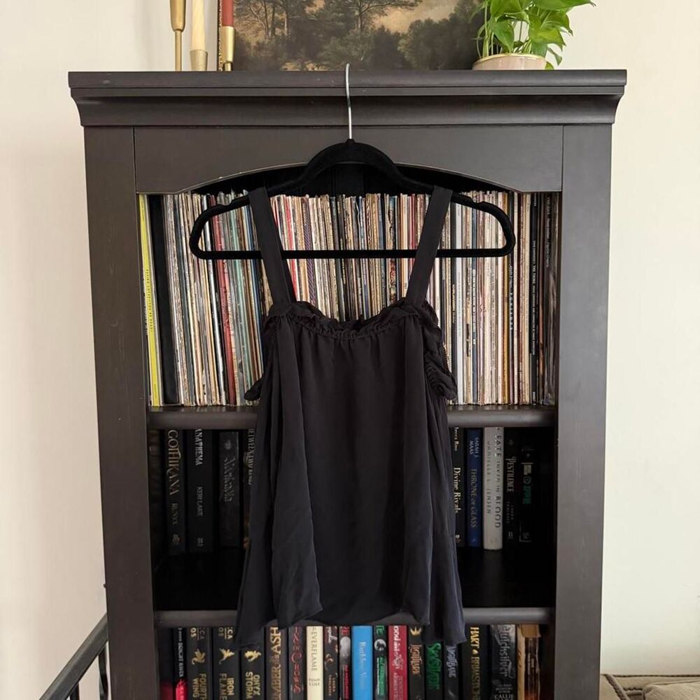 Jcrew Women's Black Blouse Whimsygoth 90s Silk